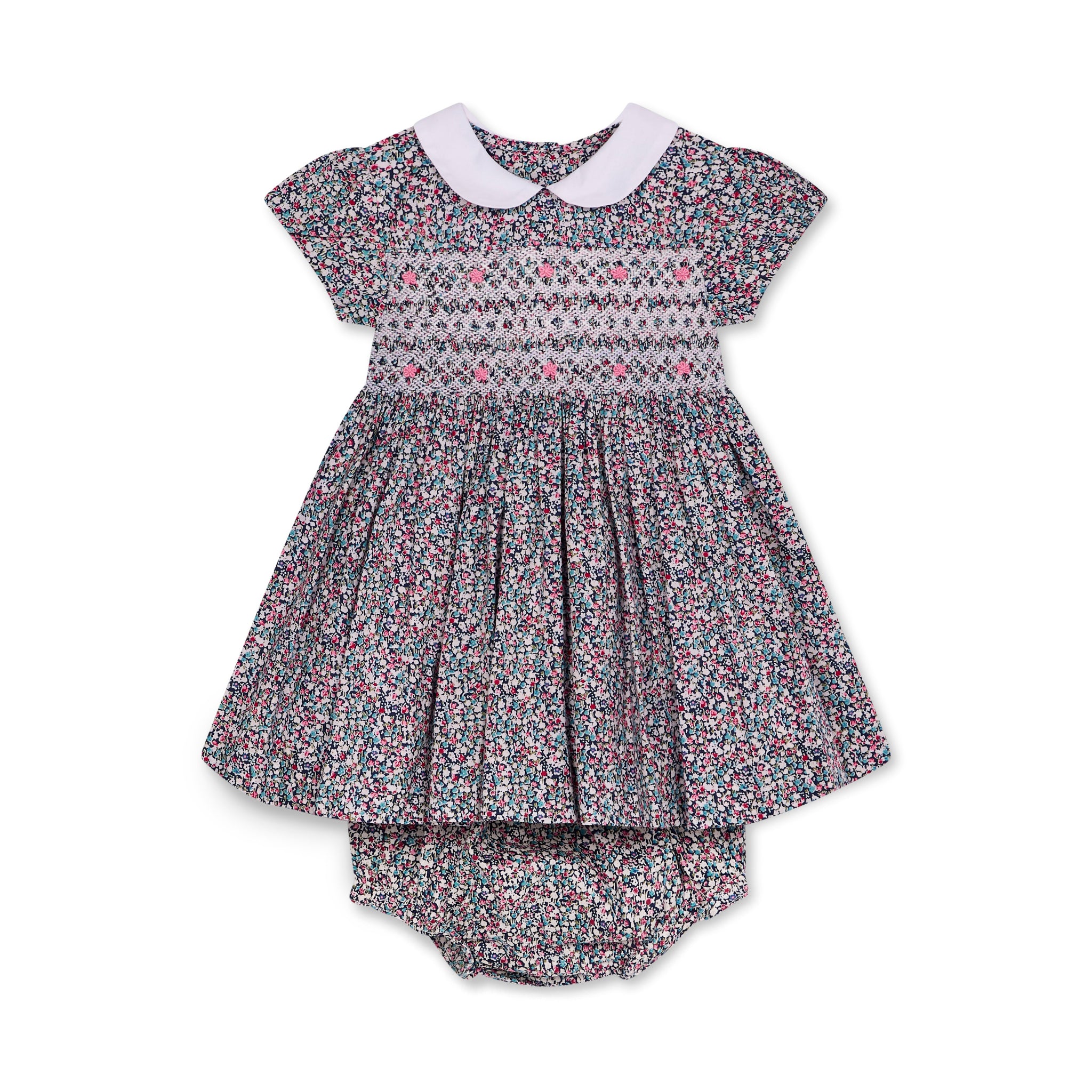 Ditsy floral baby dress and bloomers set 