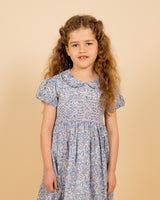 girls model wearing dress made from Liberty Wiltshire Tana Lawn™ Cotton, front