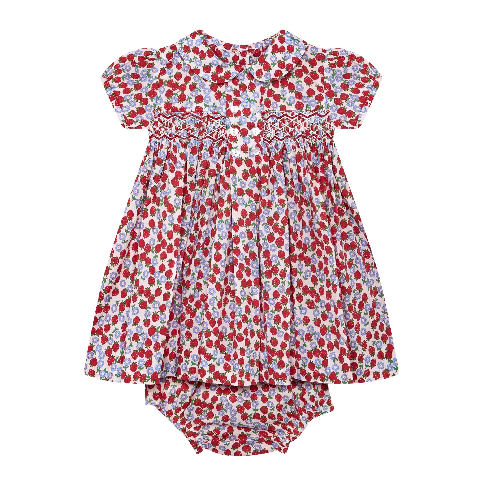 baby dress, strawberry and blossom print , front