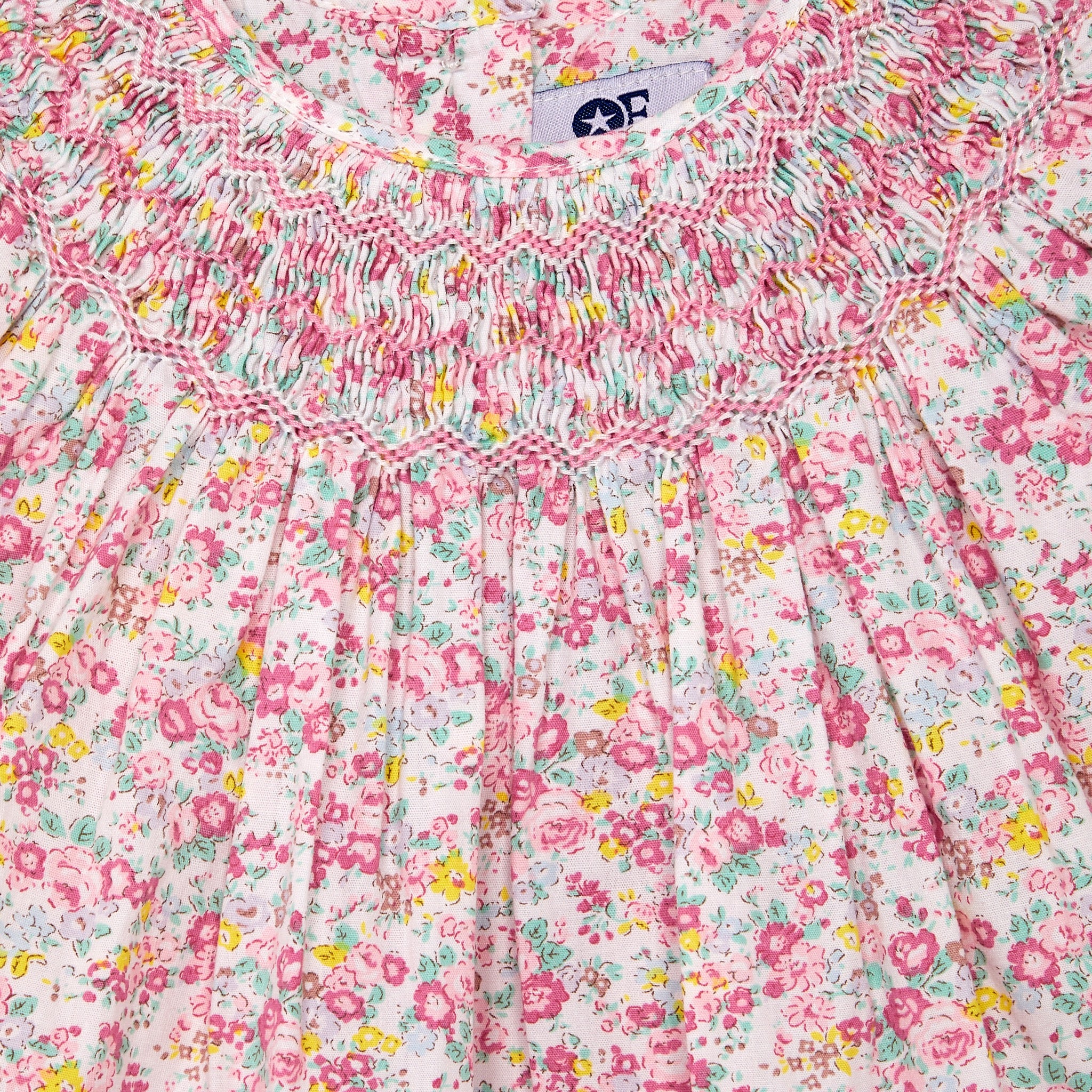 floral blouse with smocking , detail