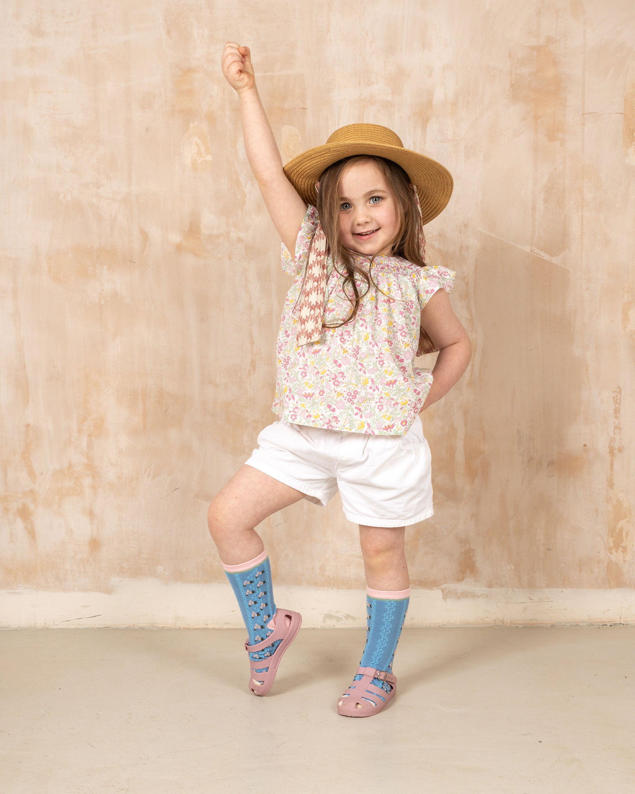 girls blouse , smocked, worn by child model