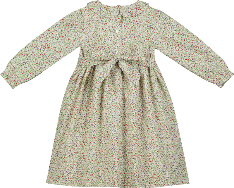 smock dress, ditzy floral, long sleeves, back