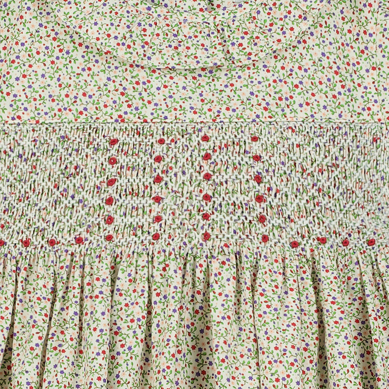 smock dress, ditzy floral, long sleeves, back