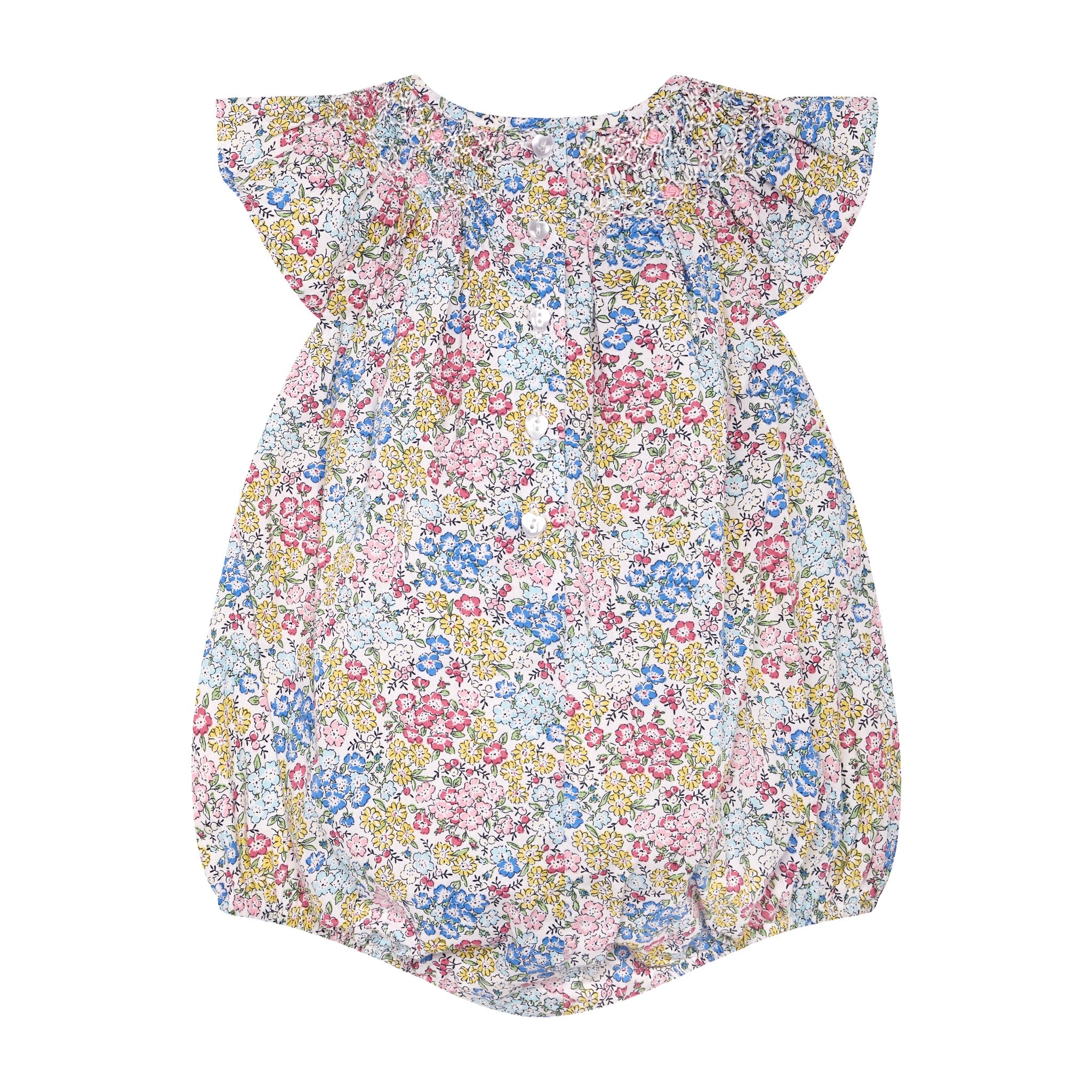 Floral Baby bubble, hand-smocked, 