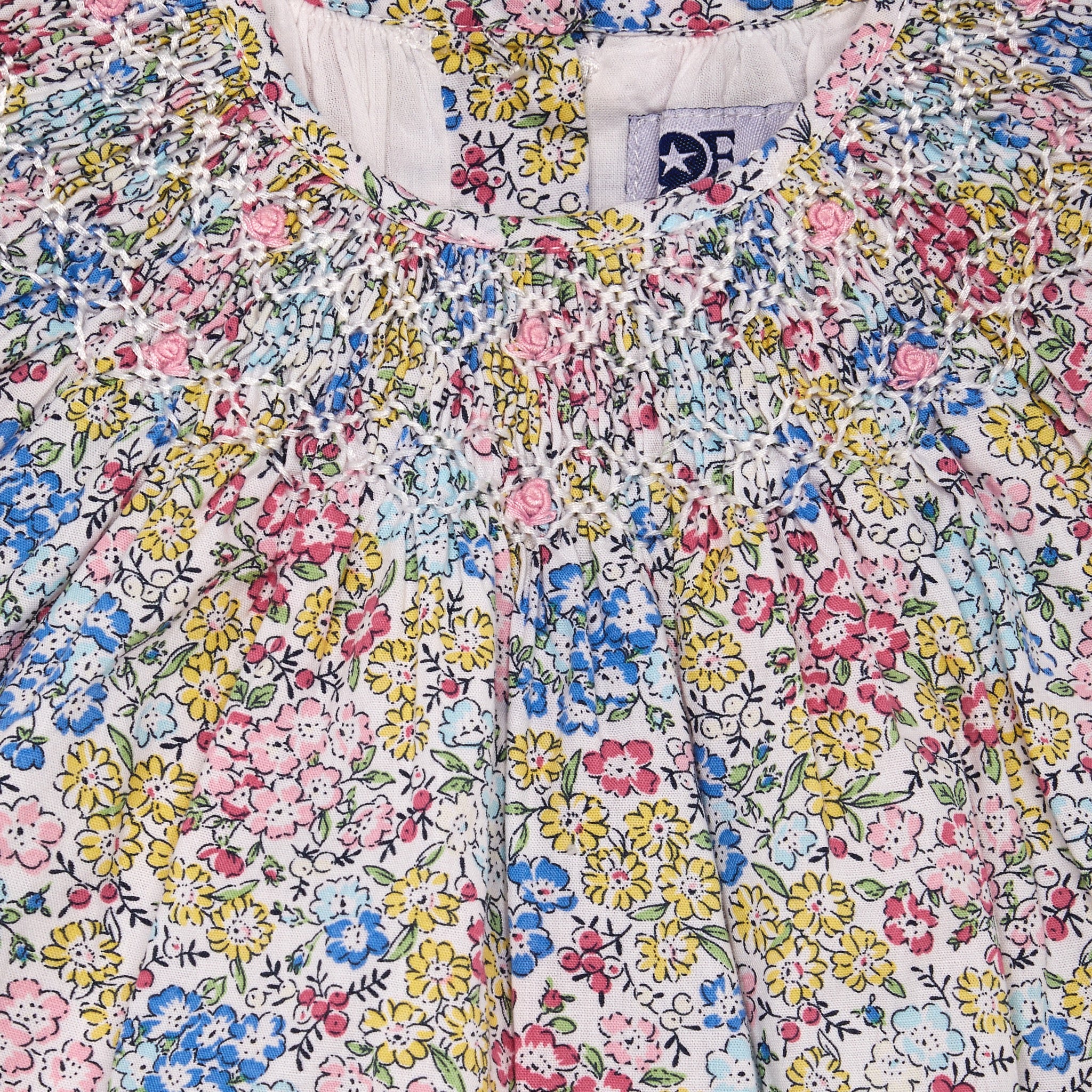 Floral Baby bubble, hand-smocked, 