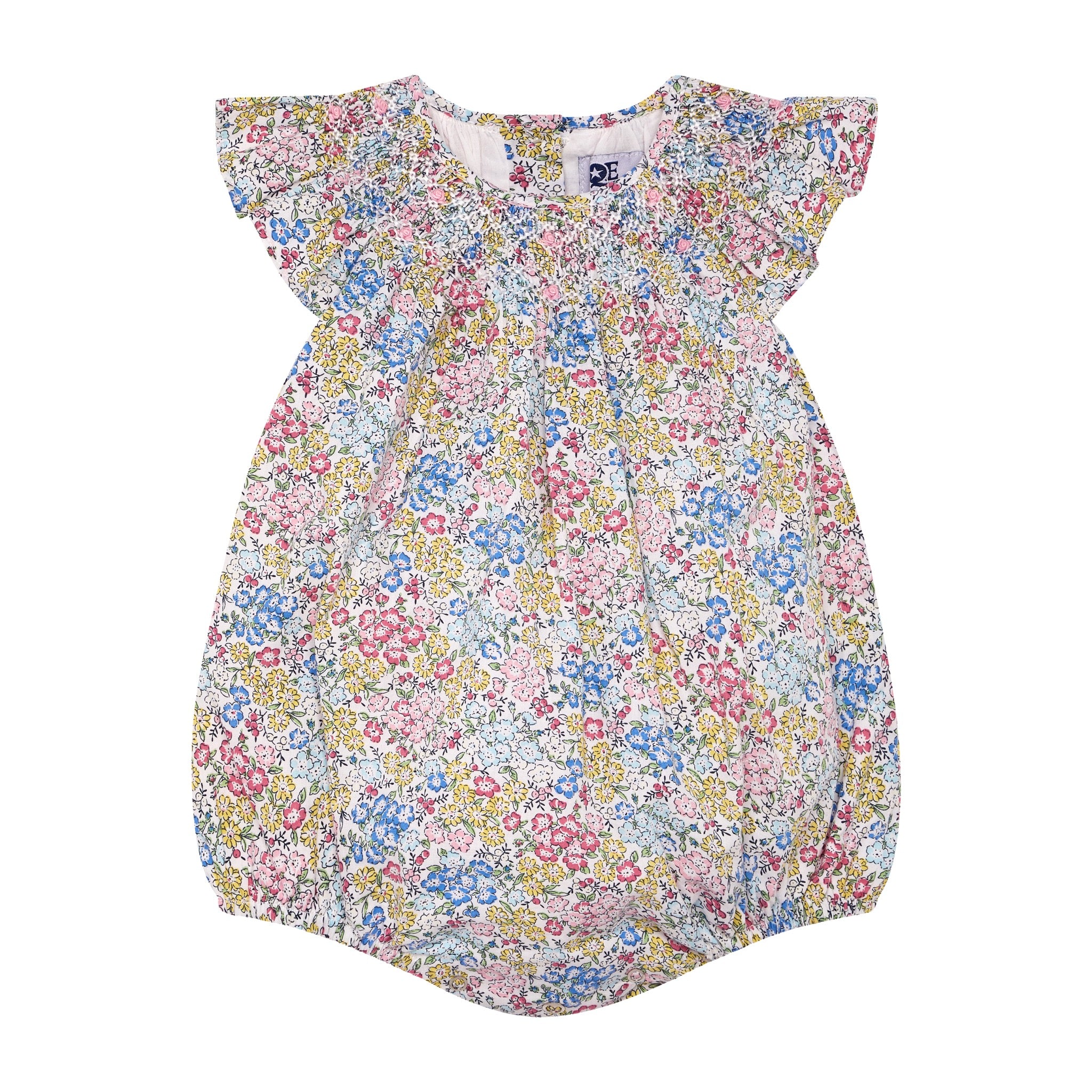 Floral Baby bubble, hand-smocked, front