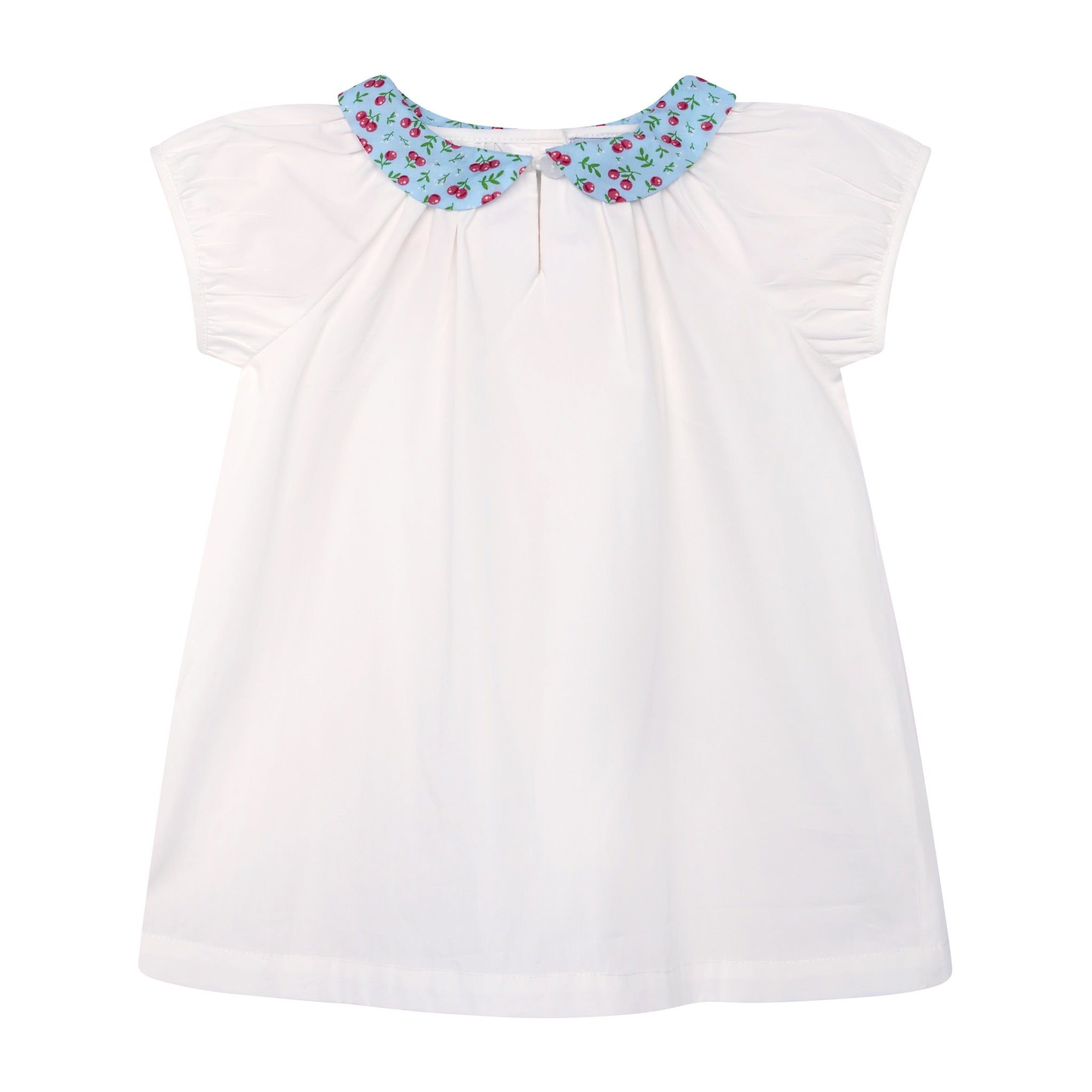 girls blouse with cherry print collar, front
