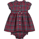 hand-smocked tartan baby dress with bloomers. back