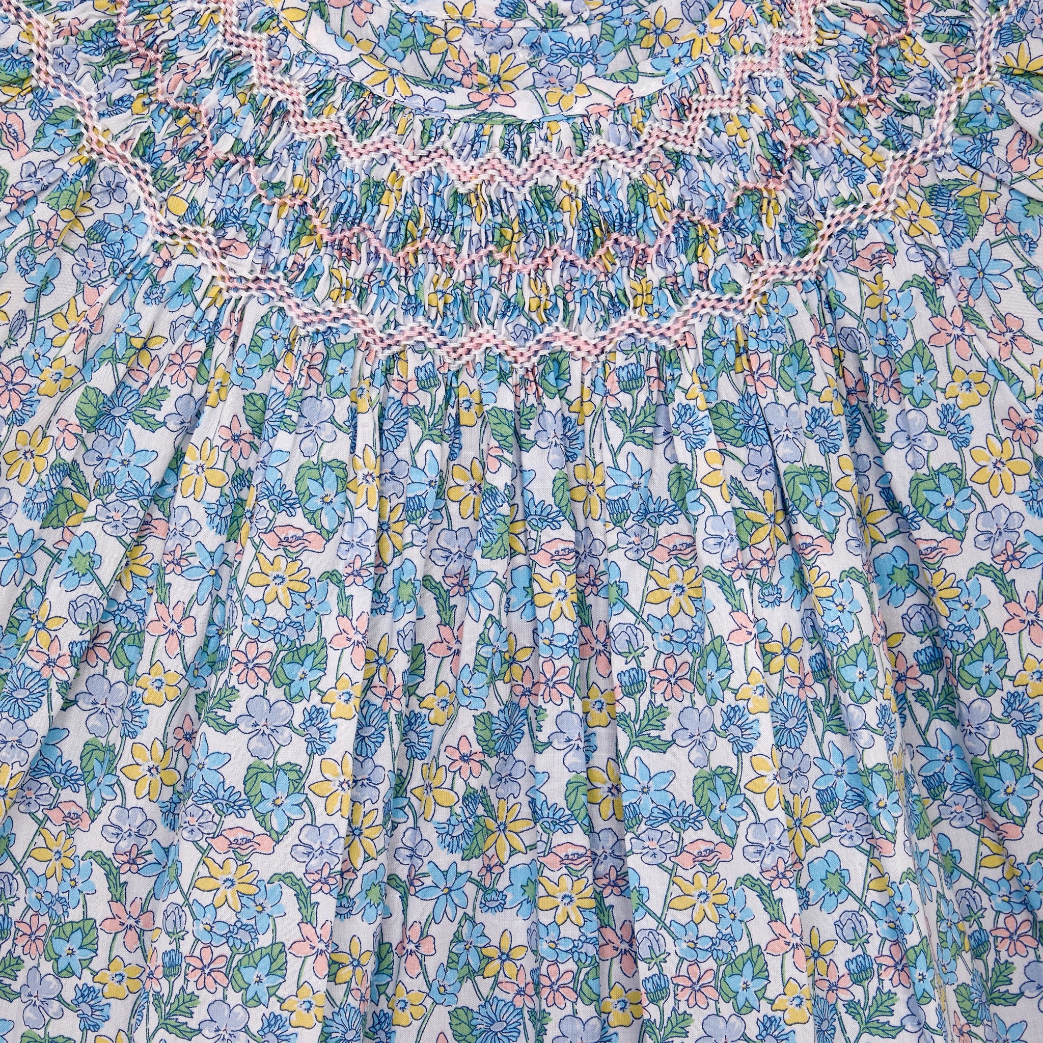 blue floral blouse, Liberty print , closeup