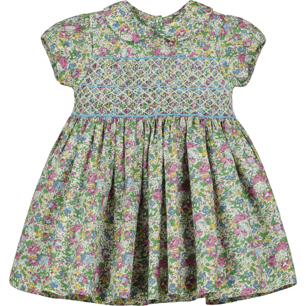 made with Liberty print smocked dress for baby and toddler, floral, front