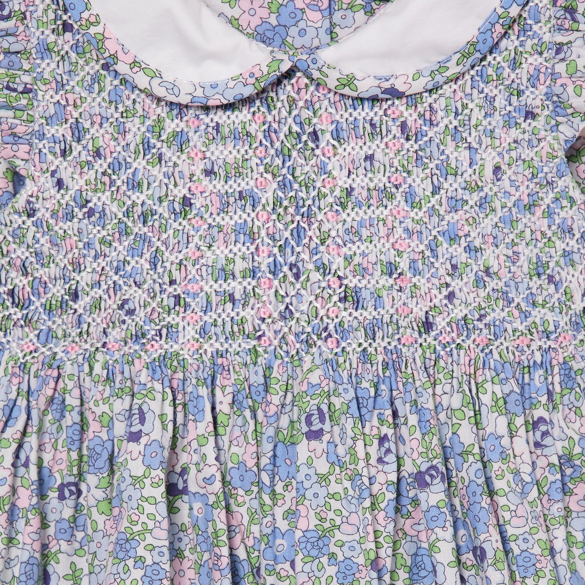 baby dress with bloomer, smocking detail
