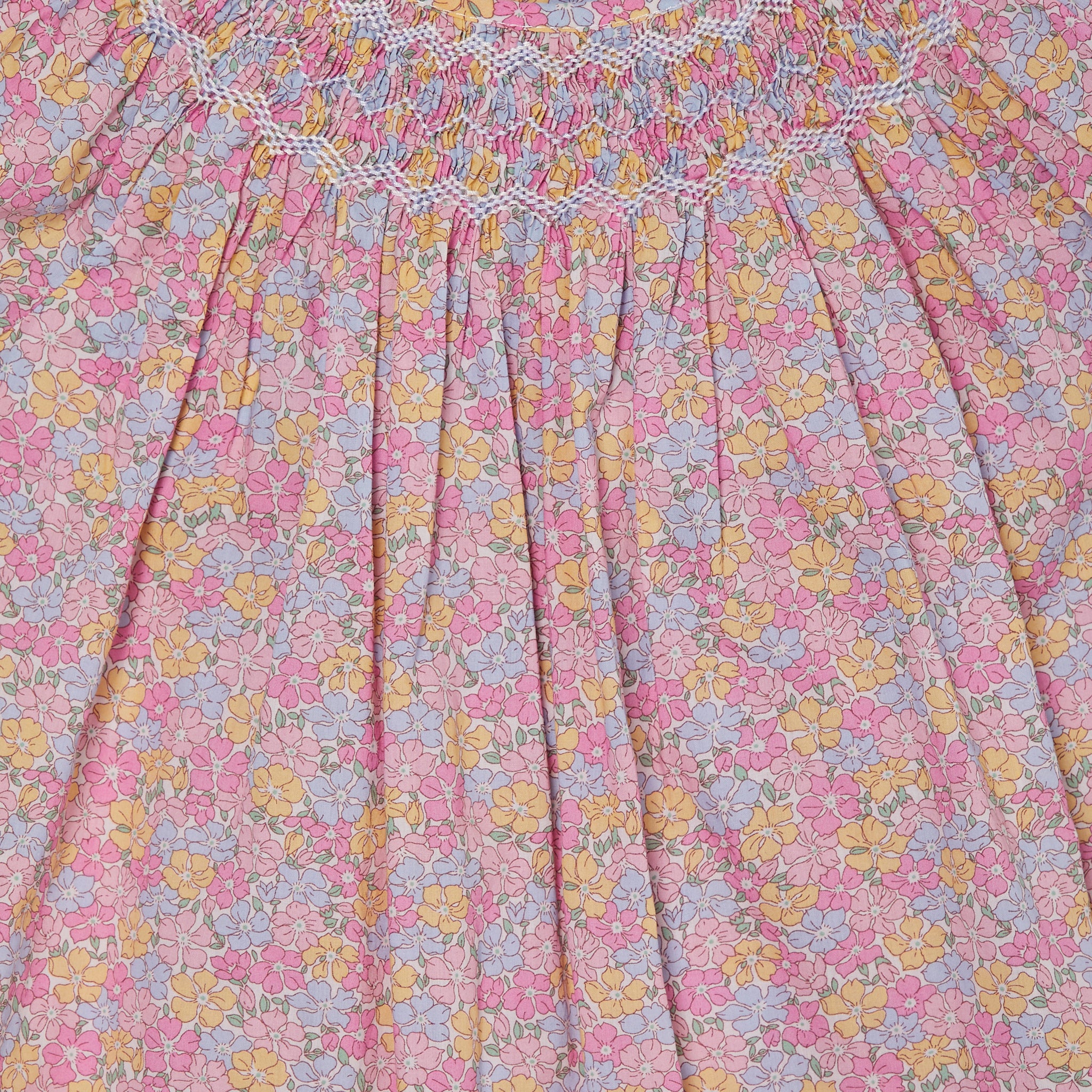 floral blouse, pink, smocked, detail