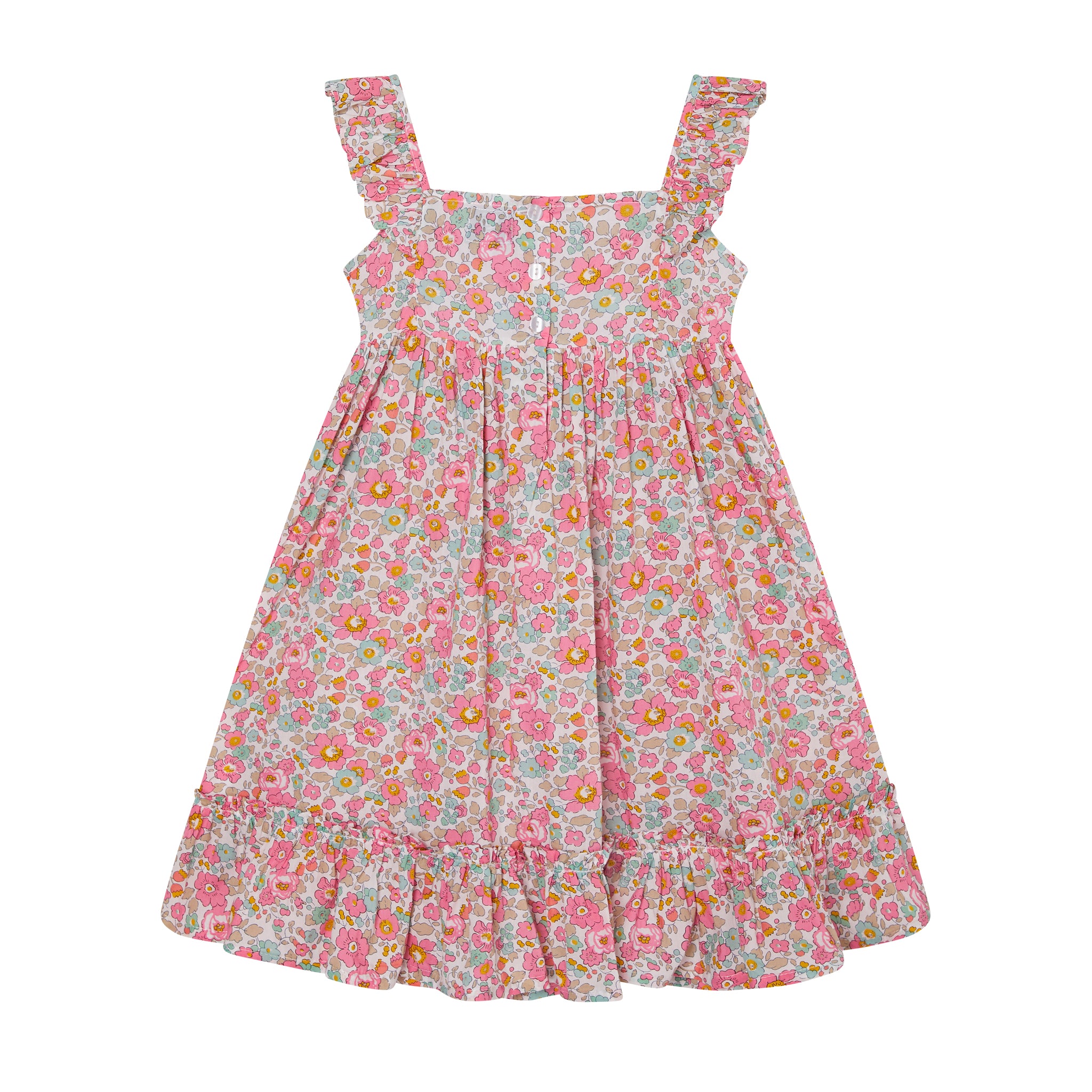 Liberty Betsy Pink Sundress for Girls, Smocked, Front

