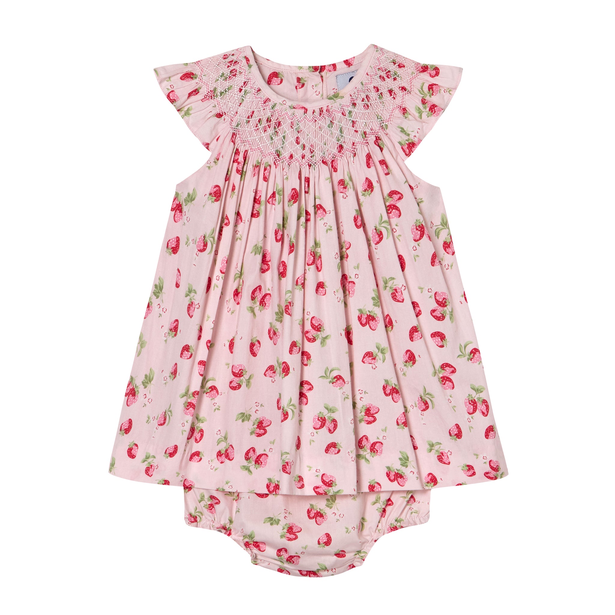 strawberry print smock dress pink