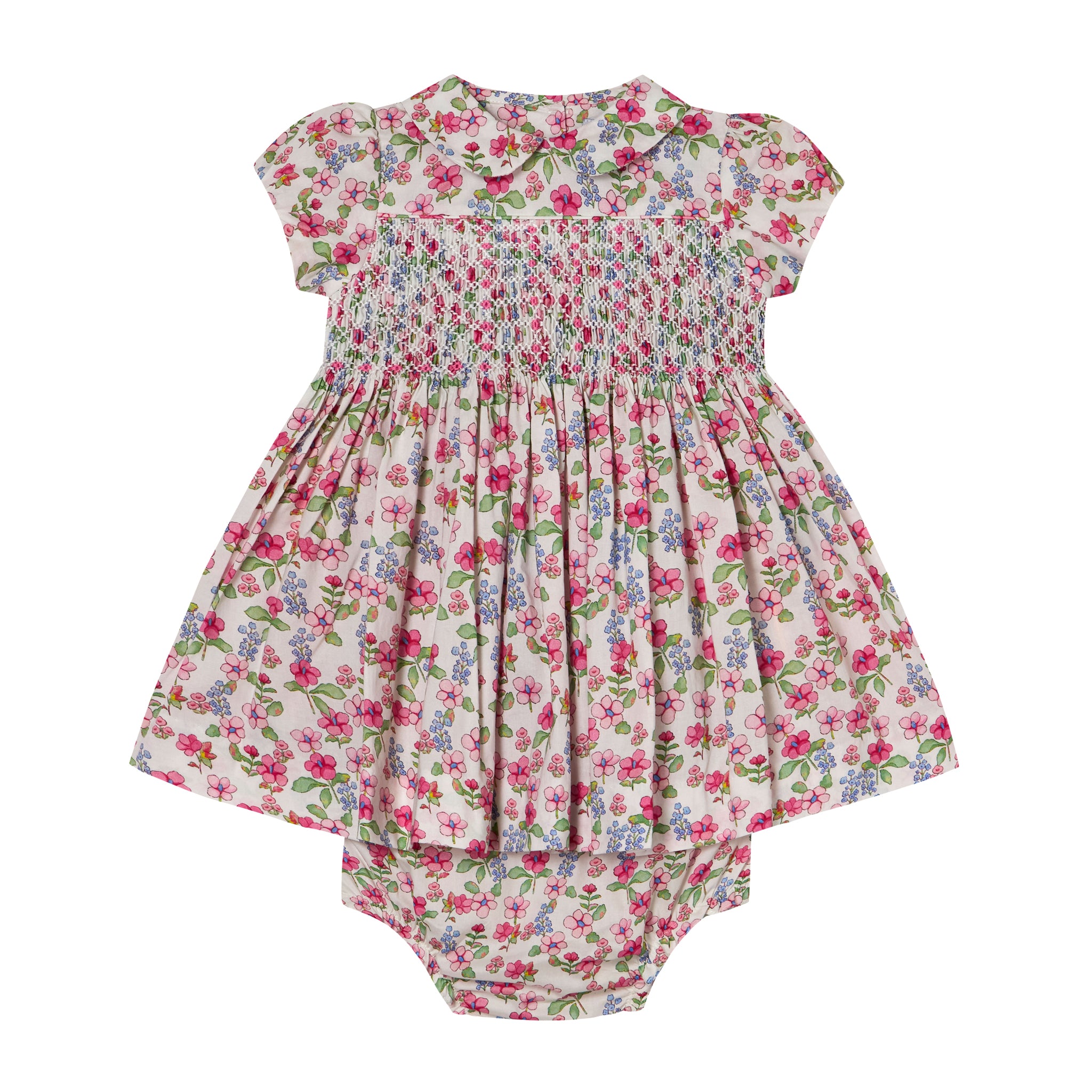pink floral smoke dress for baby