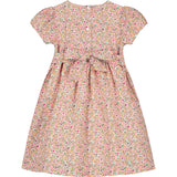 Pink floral hand-smocked dress, back