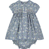Liberty print dress for baby, hand-smocked, front
