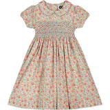 floral smocked dress made from Libery fabric, front