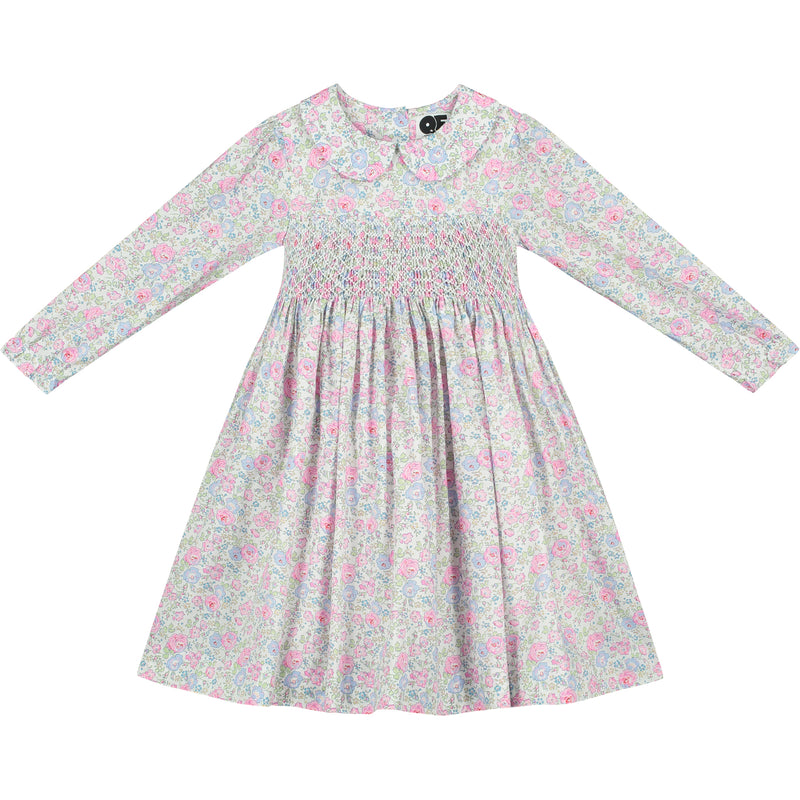 pastel tone floral girls dress made from Liberty fabric