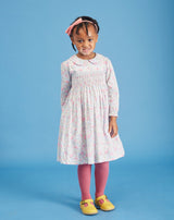 Liberty Print Girls Dress, hand-smocked, worn by child model