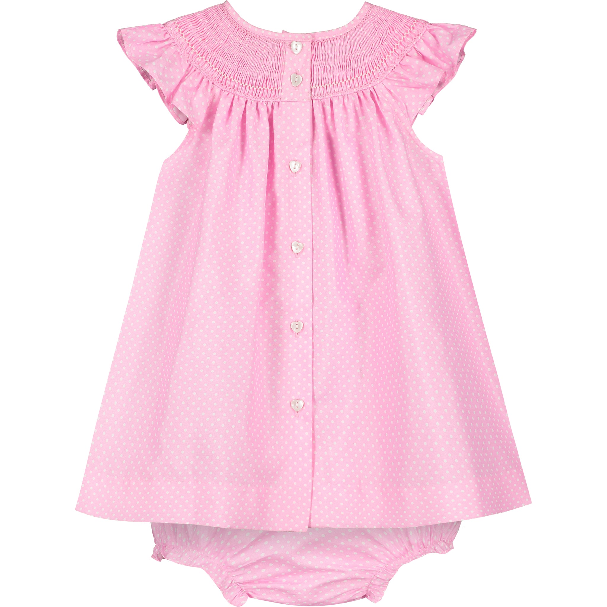 pink baby dress , hand-smocked, back