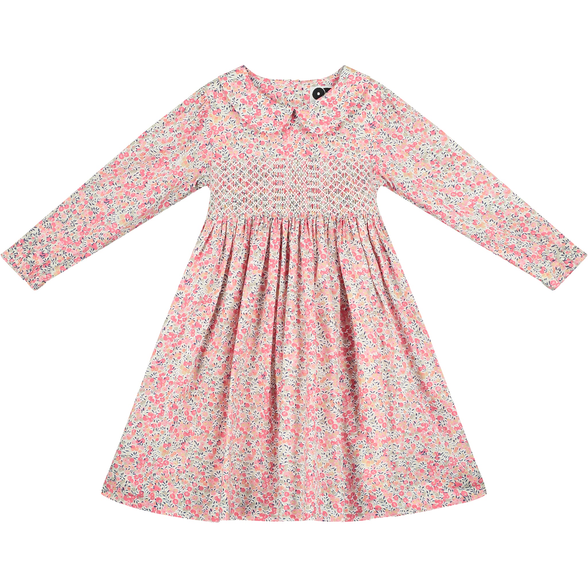Liberty print long sleeve dress for girls, hand-smocked