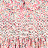 smocking detail on Liberty print dress for girls