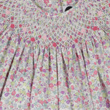 floral frill sleeve dress for baby with matching bloomers, detail