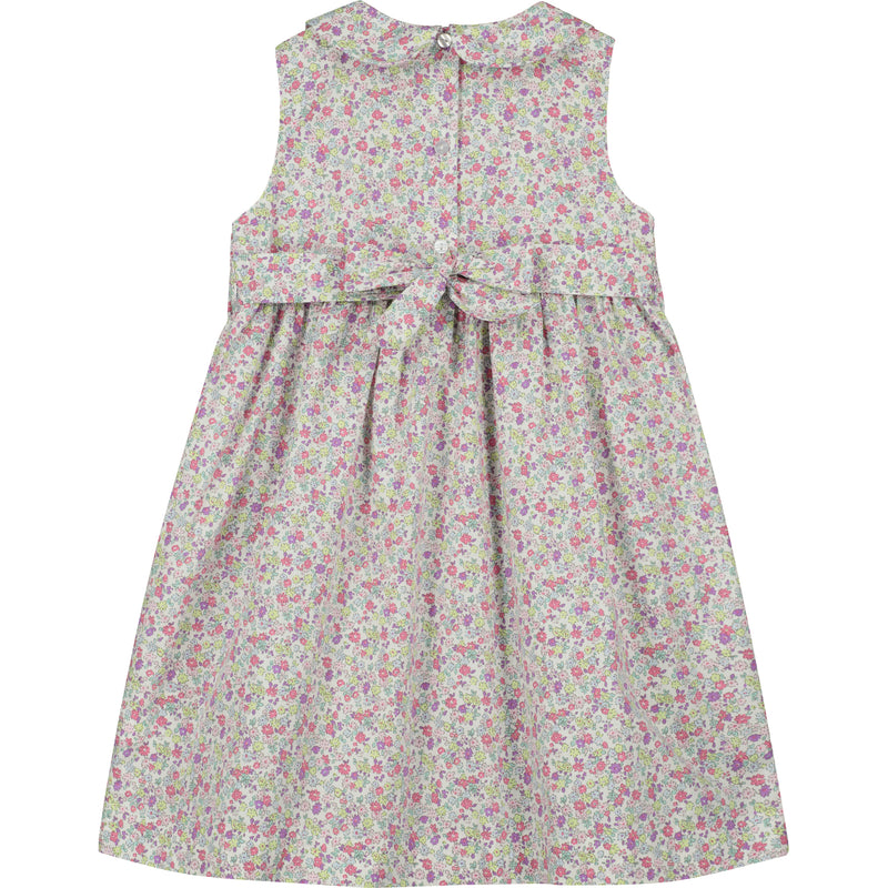 floral sleeveless summer dress for girls, back