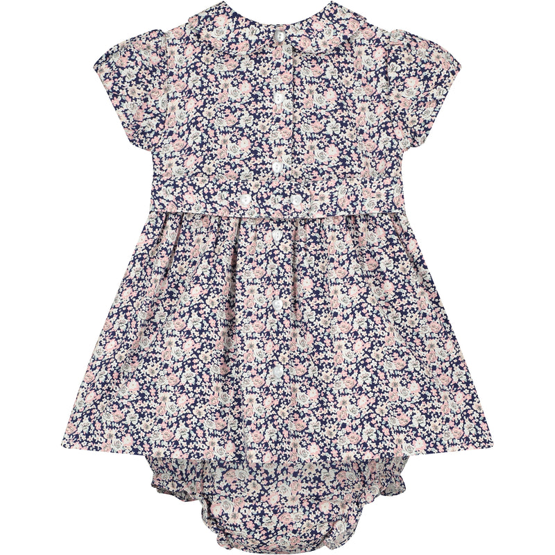 hand-smocked baby dress, back