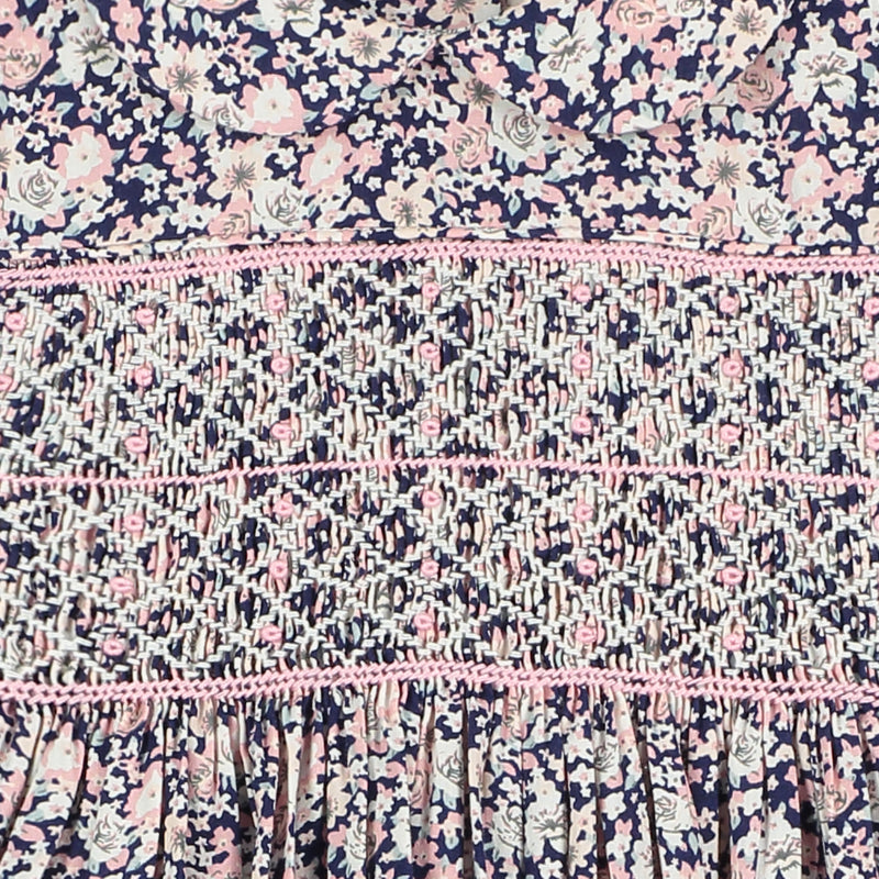 smocking detail, floral baby dress
