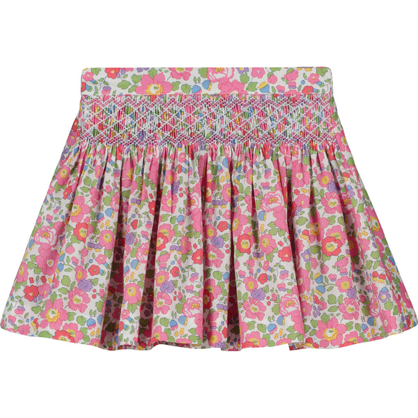 Liberty Print skirt with smocking, front