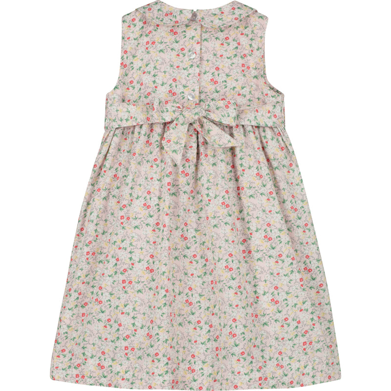 sleeveless, hand-smocked summer dress, back