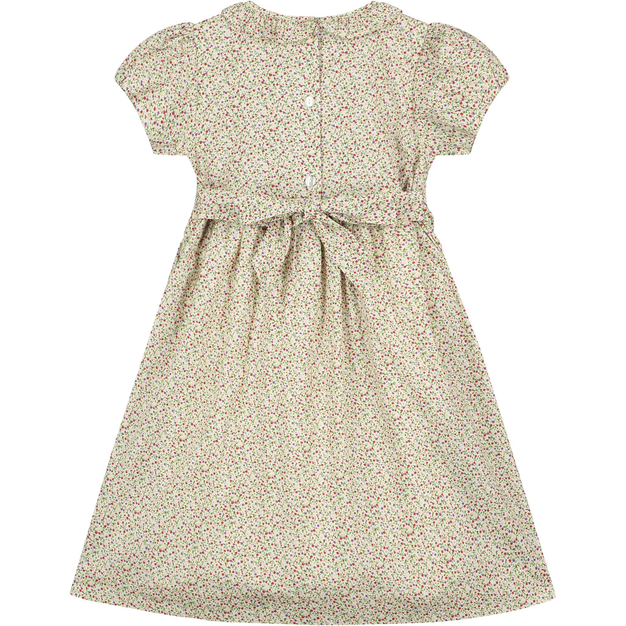 cream ditzy floral smock dress, back