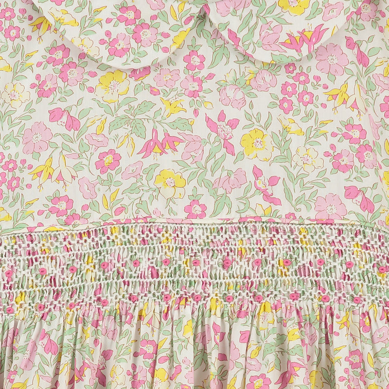 Liberty print girls dress, smocked, limited edition, detail
