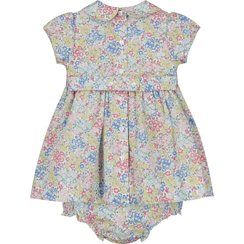 floral smock baby dress, back