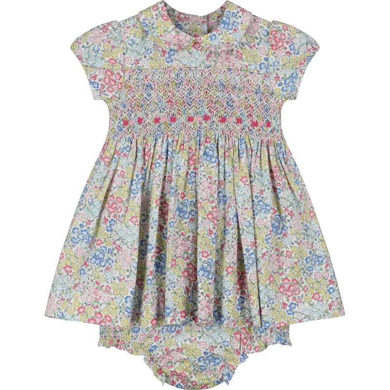 floral smock baby dress, front