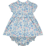 blue floral smock dress made from Liberty fabric, back
