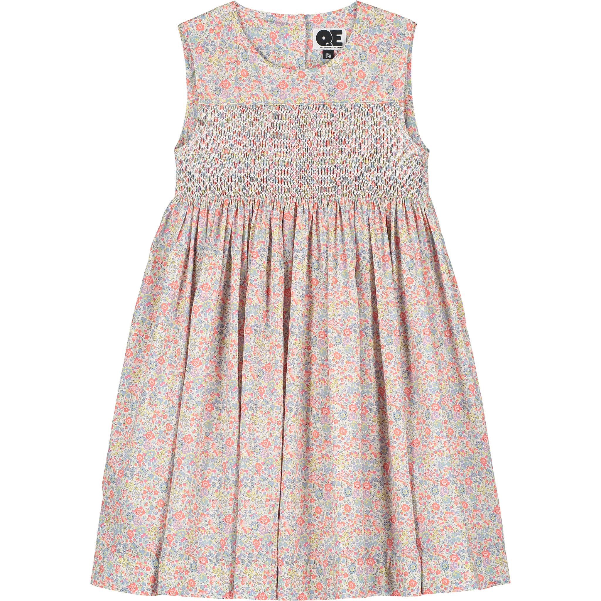 Liberty print smocked girls dress front