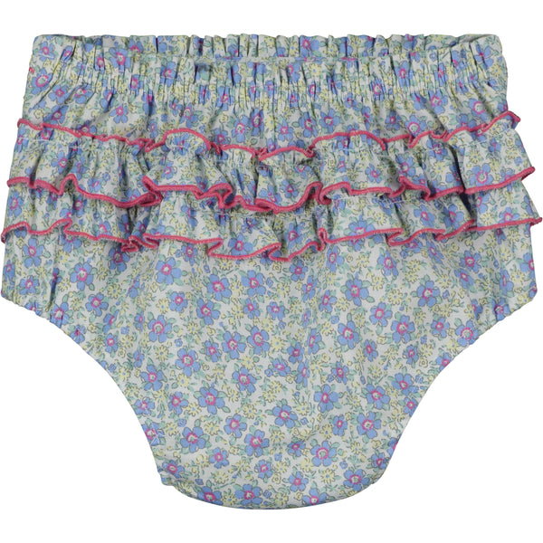 floral baby bloomer, ruffled back