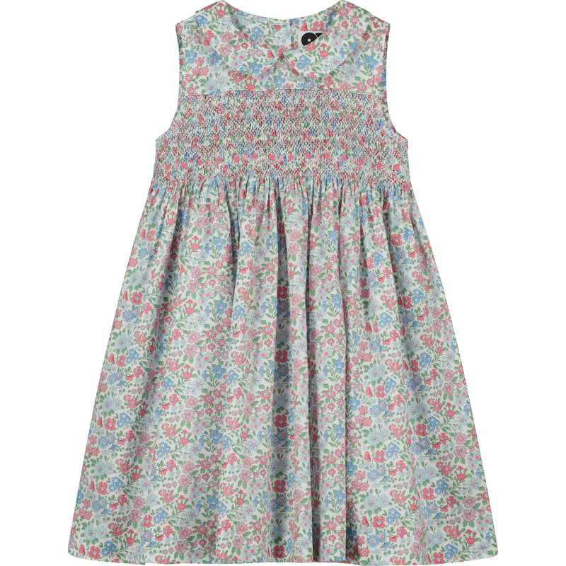 Liberty print dress, floral, smocked, front