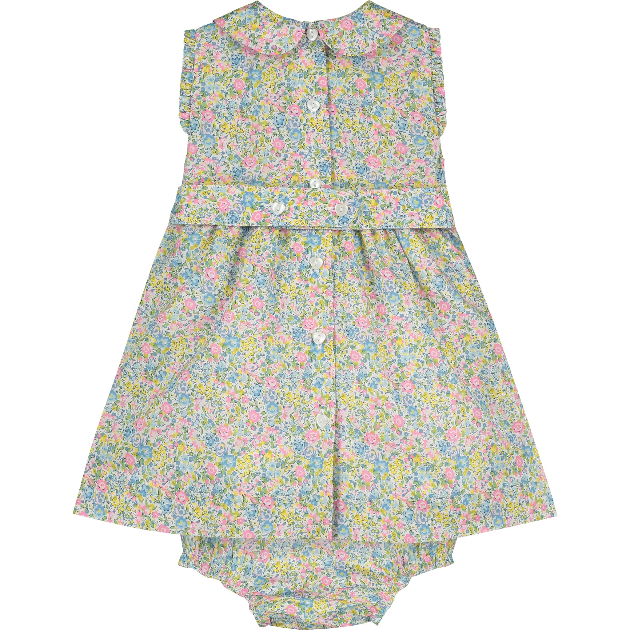 Liberty Print Baby Dress, hand-smocked, front