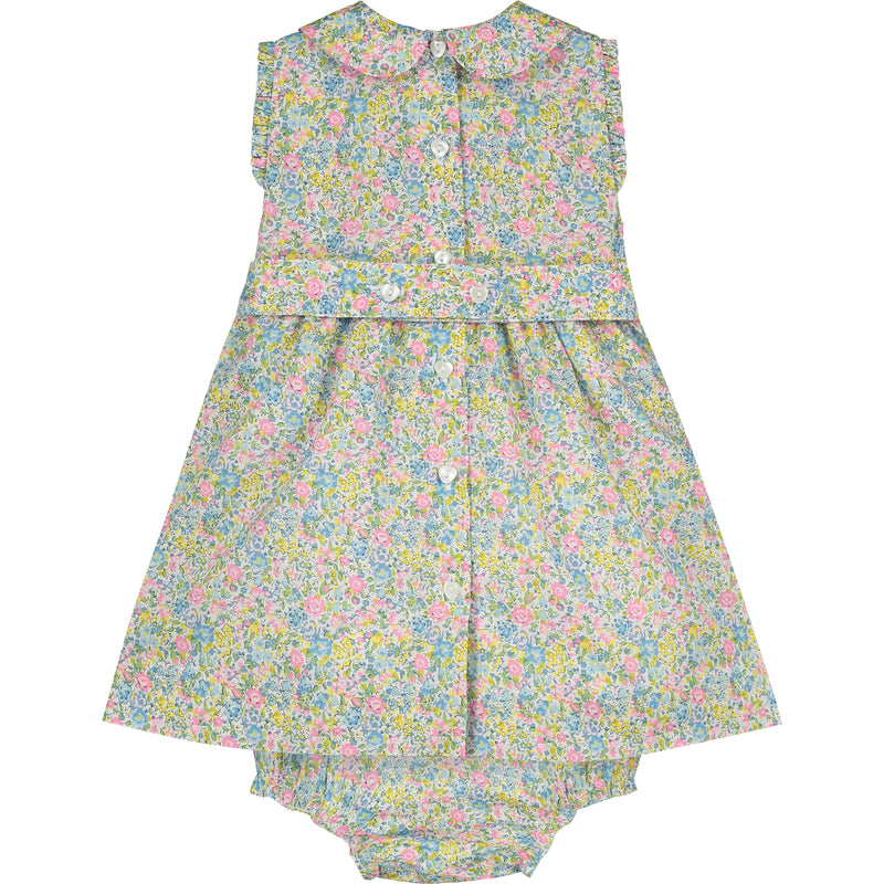 Liberty Print Baby Dress, hand-smocked, front