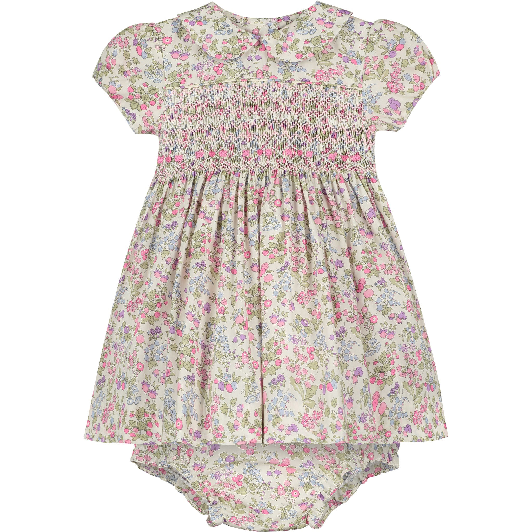 hand-smocked baby dress, front