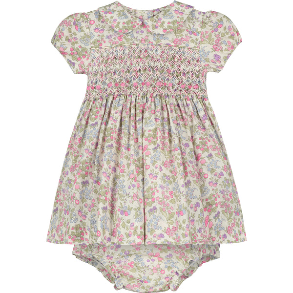 hand-smocked baby dress, front