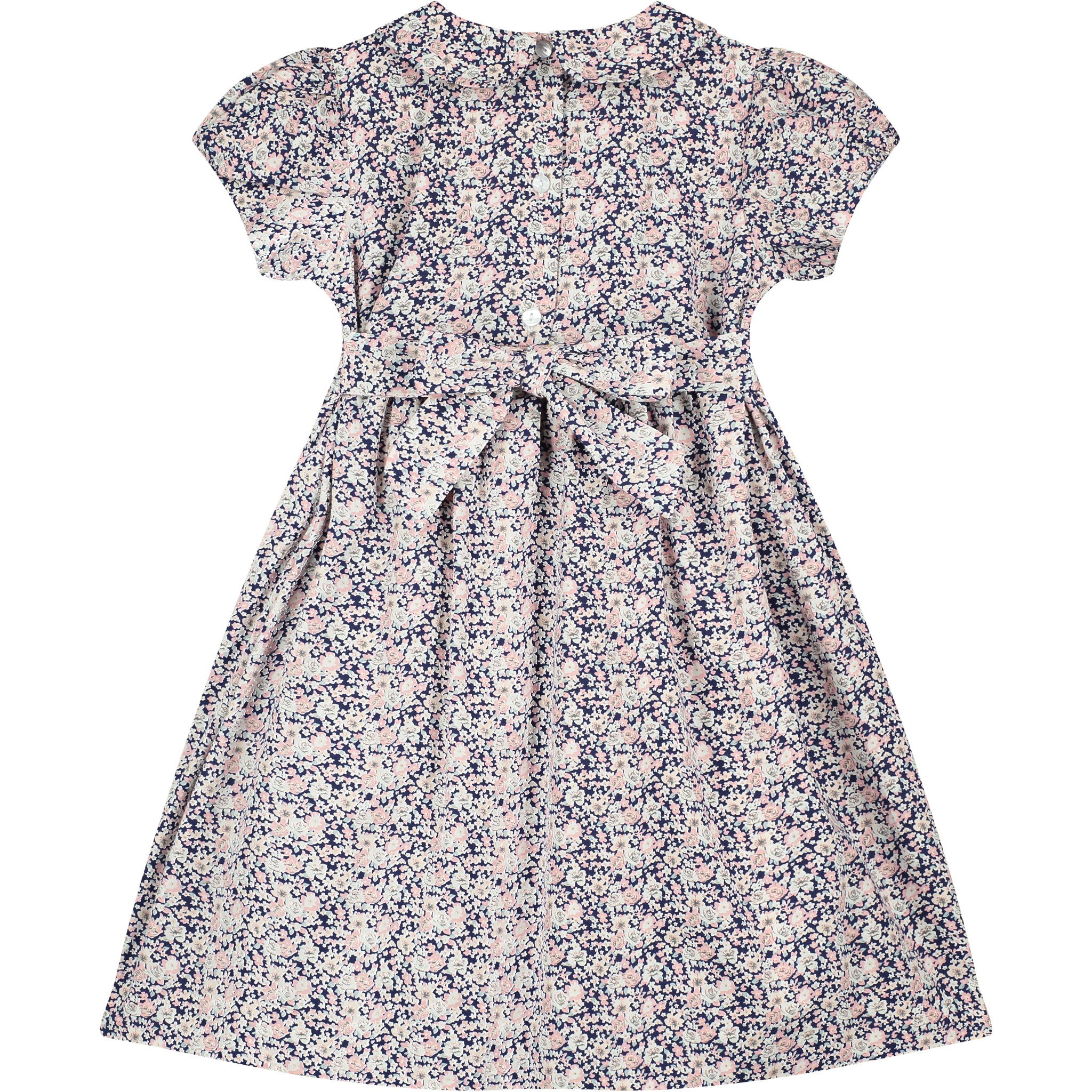 hand-smocked girls dress, back