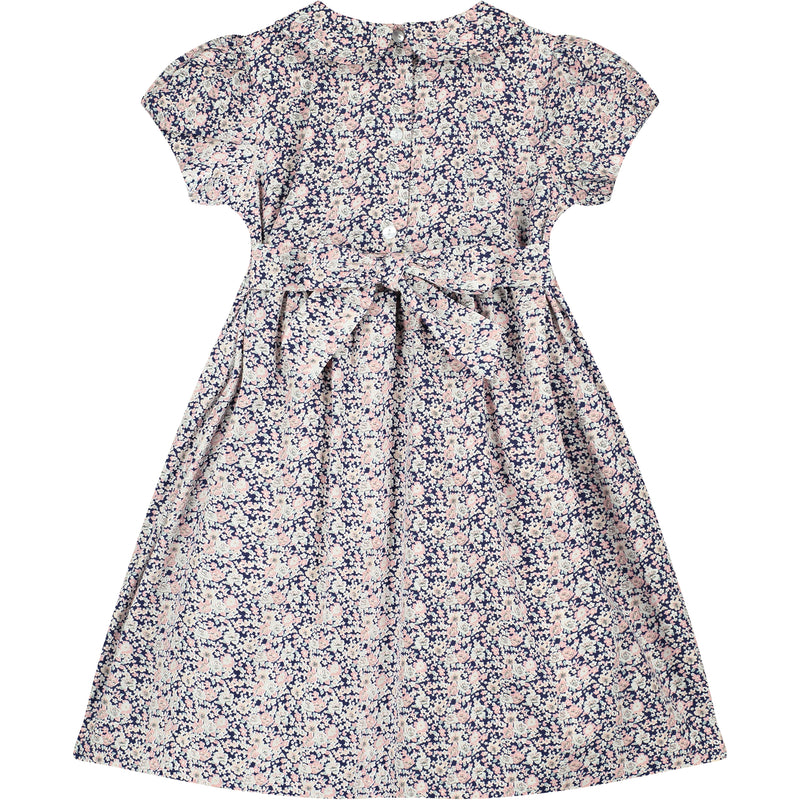 hand-smocked girls dress, back