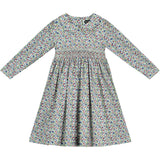 long sleeve floral dress with hand-smocked detail
