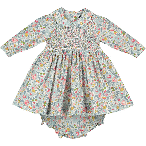 long sleeve smock dress made from Liberty fabric