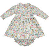 long sleeve smock dress made from Liberty fabric, back